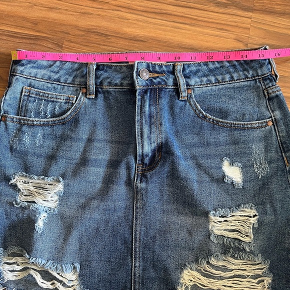 PacSun Blue Distressed Jean Skirt - Picture 8 of 8